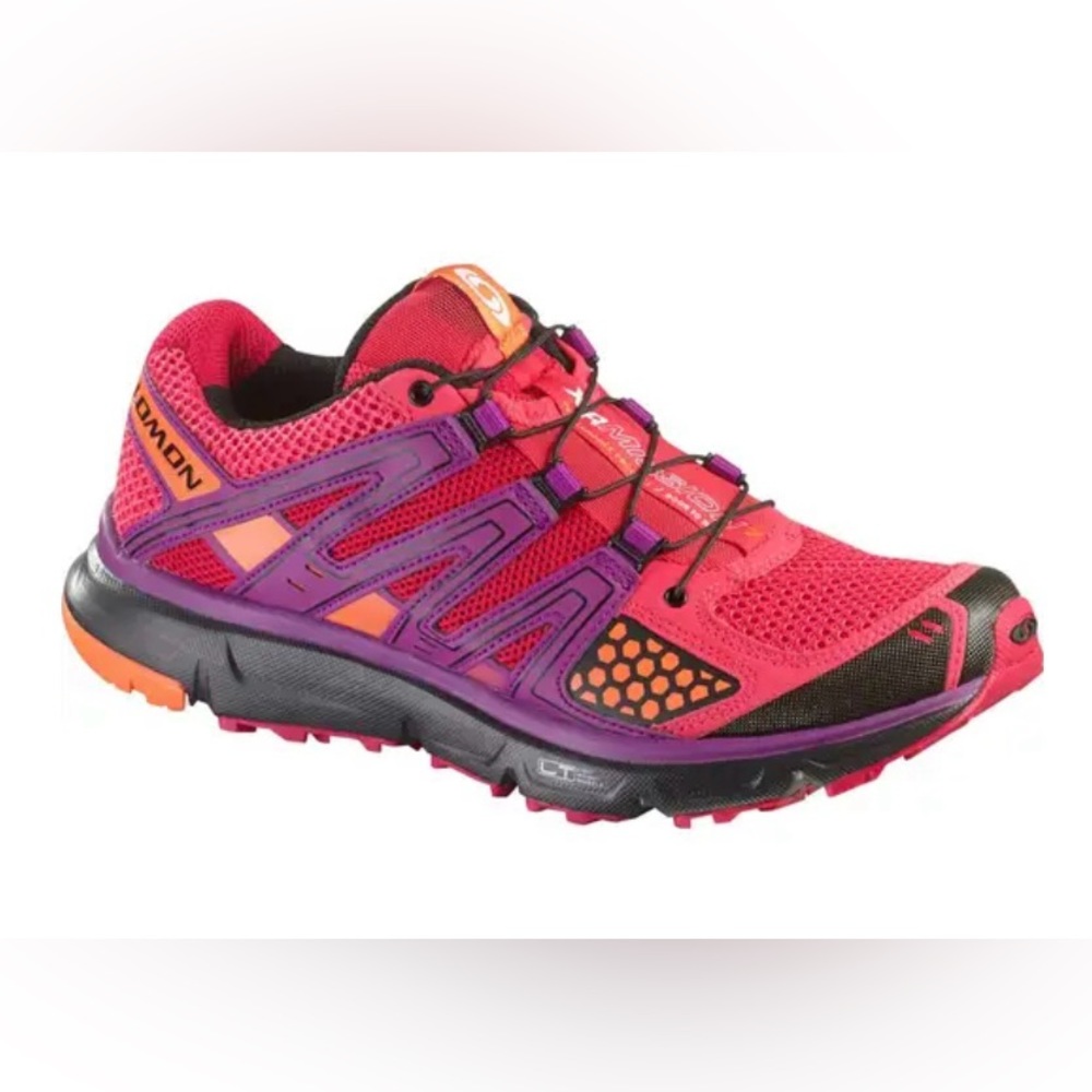 SALOMON XR Mission Shoe Papaya Red Purple Trail Running Sneaker Hiking Women's 8